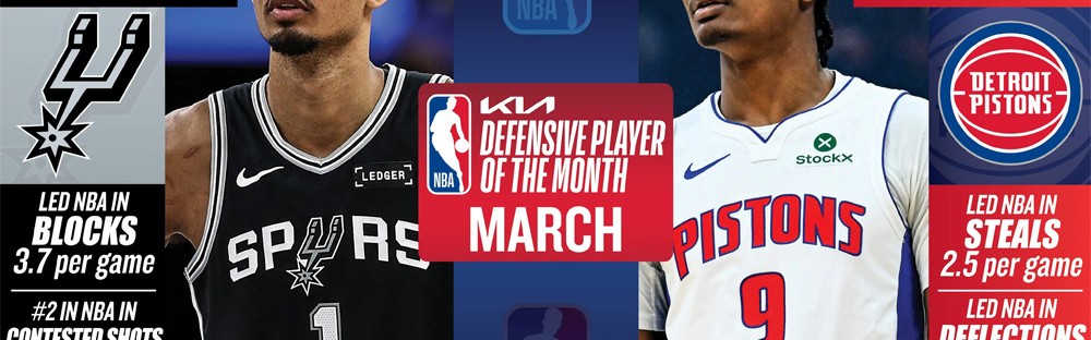 完美电竞团队-文班亚马和奥萨尔·汤普森分别当选NBA月最佳防守球员